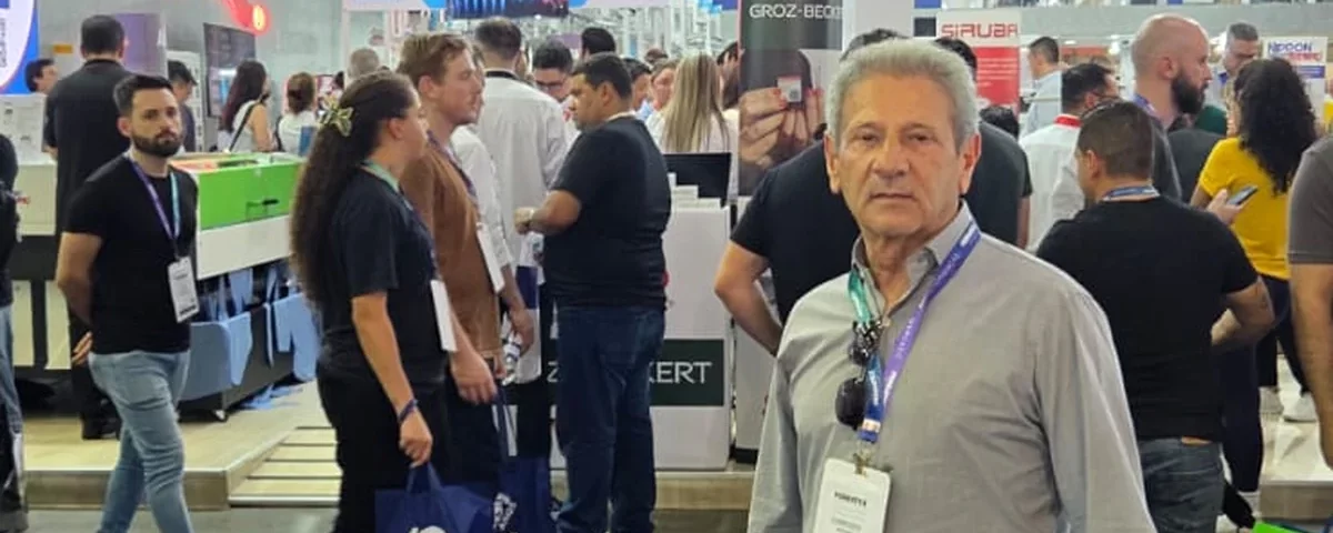 Mathias, fundador da Showa Bonés, na Febratex 2026, no Parque Vila Germânica, em Blumenau (SC)
